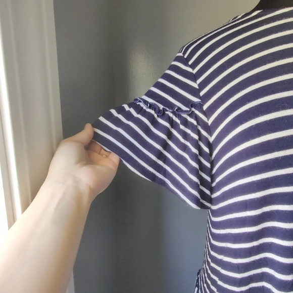 Anthropologie Pleione Striped Peplum Hem Top - Picture 2 of 5